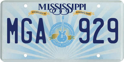 MS license plate MGA929
