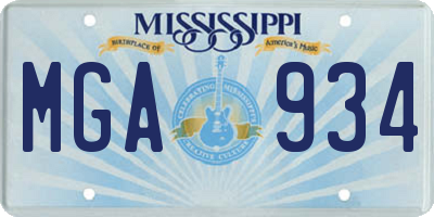 MS license plate MGA934