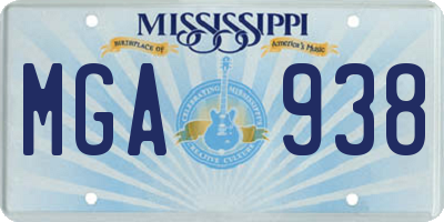MS license plate MGA938