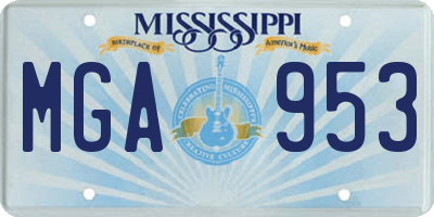 MS license plate MGA953