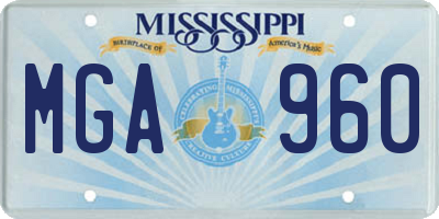 MS license plate MGA960