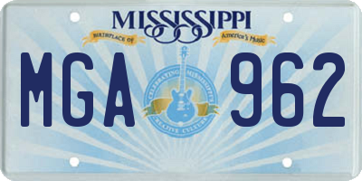 MS license plate MGA962