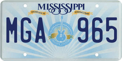 MS license plate MGA965