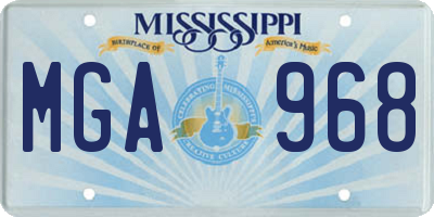 MS license plate MGA968