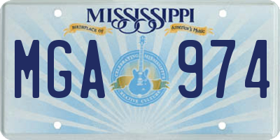 MS license plate MGA974