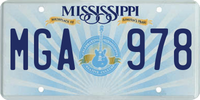 MS license plate MGA978