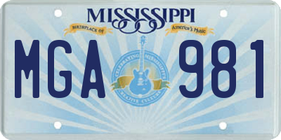 MS license plate MGA981