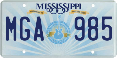 MS license plate MGA985