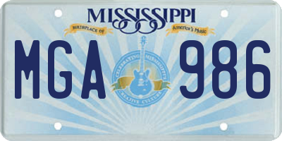MS license plate MGA986