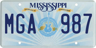 MS license plate MGA987