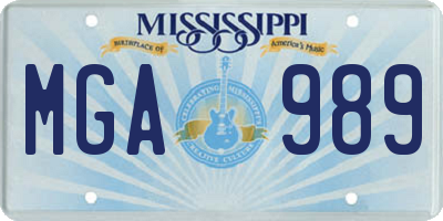 MS license plate MGA989