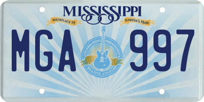 MS license plate MGA997