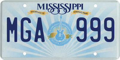 MS license plate MGA999