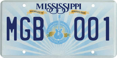 MS license plate MGB001