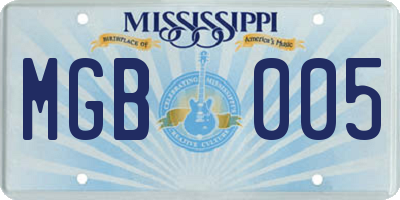 MS license plate MGB005