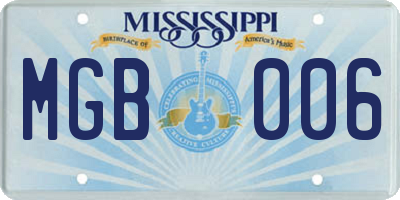 MS license plate MGB006