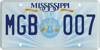 MS license plate MGB007
