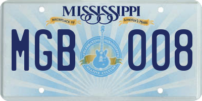MS license plate MGB008