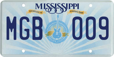 MS license plate MGB009