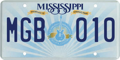 MS license plate MGB010