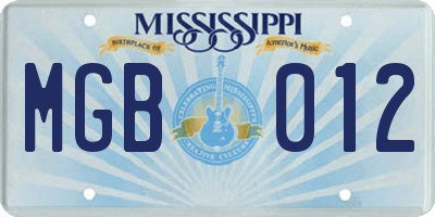 MS license plate MGB012