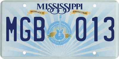 MS license plate MGB013