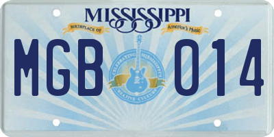 MS license plate MGB014