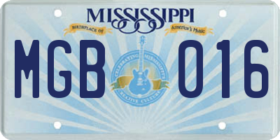 MS license plate MGB016