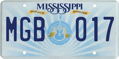 MS license plate MGB017