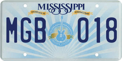 MS license plate MGB018