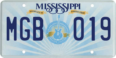 MS license plate MGB019