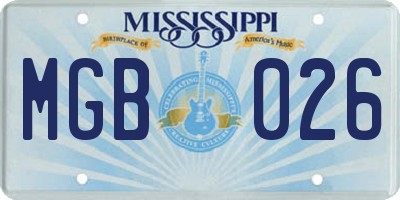 MS license plate MGB026