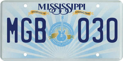 MS license plate MGB030