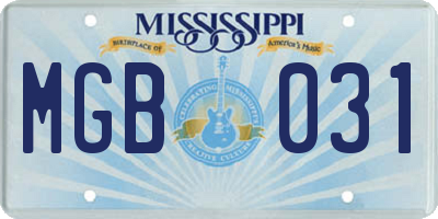 MS license plate MGB031