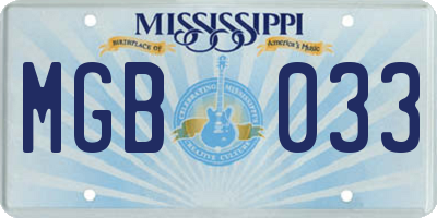 MS license plate MGB033