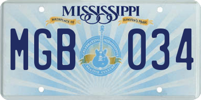 MS license plate MGB034