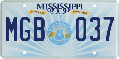 MS license plate MGB037