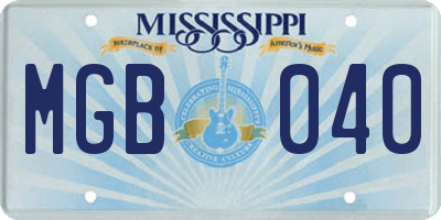 MS license plate MGB040