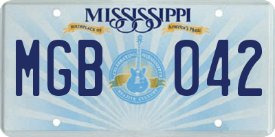 MS license plate MGB042
