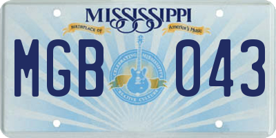 MS license plate MGB043