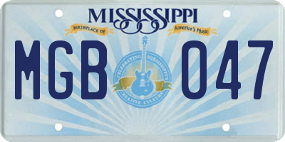 MS license plate MGB047