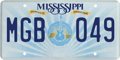 MS license plate MGB049