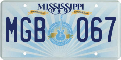MS license plate MGB067