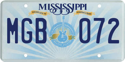 MS license plate MGB072