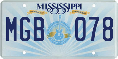 MS license plate MGB078