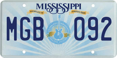 MS license plate MGB092