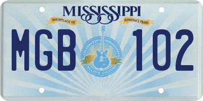 MS license plate MGB102