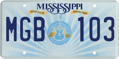 MS license plate MGB103