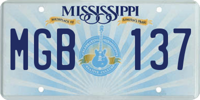 MS license plate MGB137