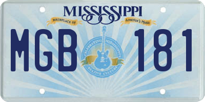 MS license plate MGB181